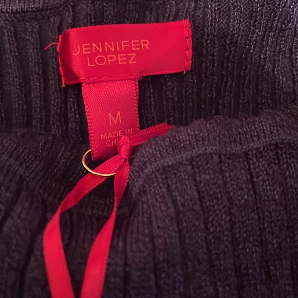 Jennifer Lopez off the shoulder/cowl neck navy blue sweater - Picture 2 of 4